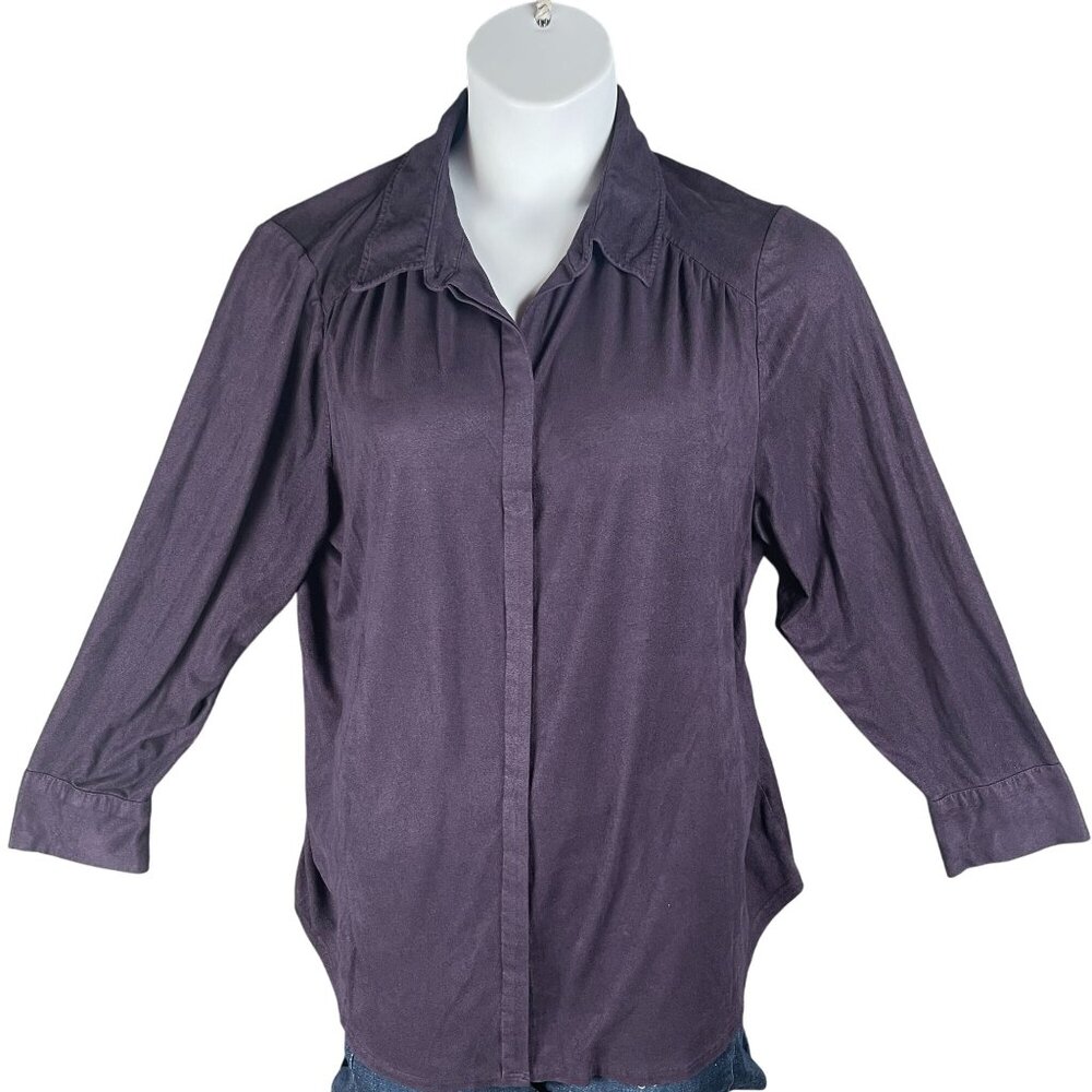Chicos Top Womens 4/2X Purple Button Front Office Work Capsule Everyday Classic
